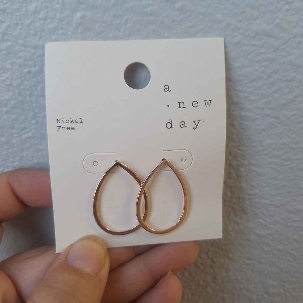 A new day teardrop rose gold tone post earrings